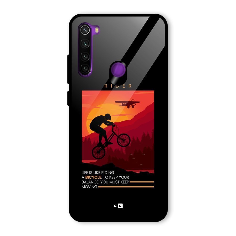 Keep Moving Rider Glass Back Case for Redmi Note 8