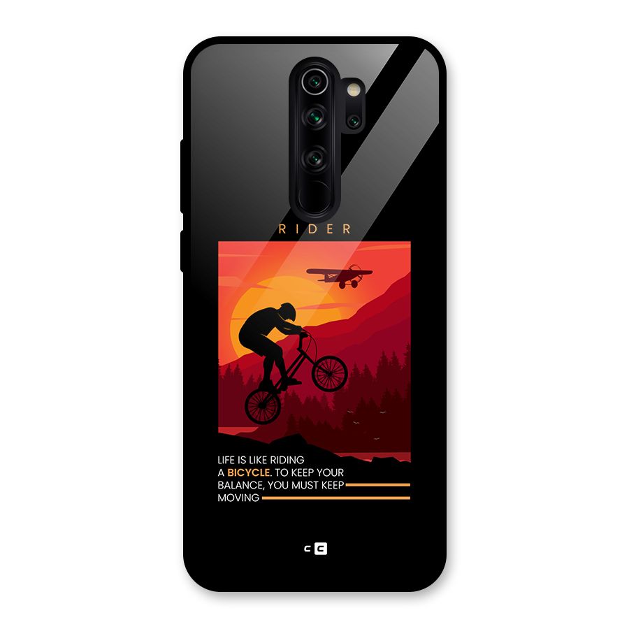 Keep Moving Rider Glass Back Case for Redmi Note 8 Pro