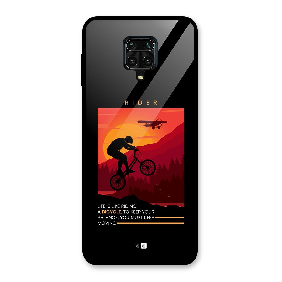 Keep Moving Rider Glass Back Case for Redmi Note 9 Pro