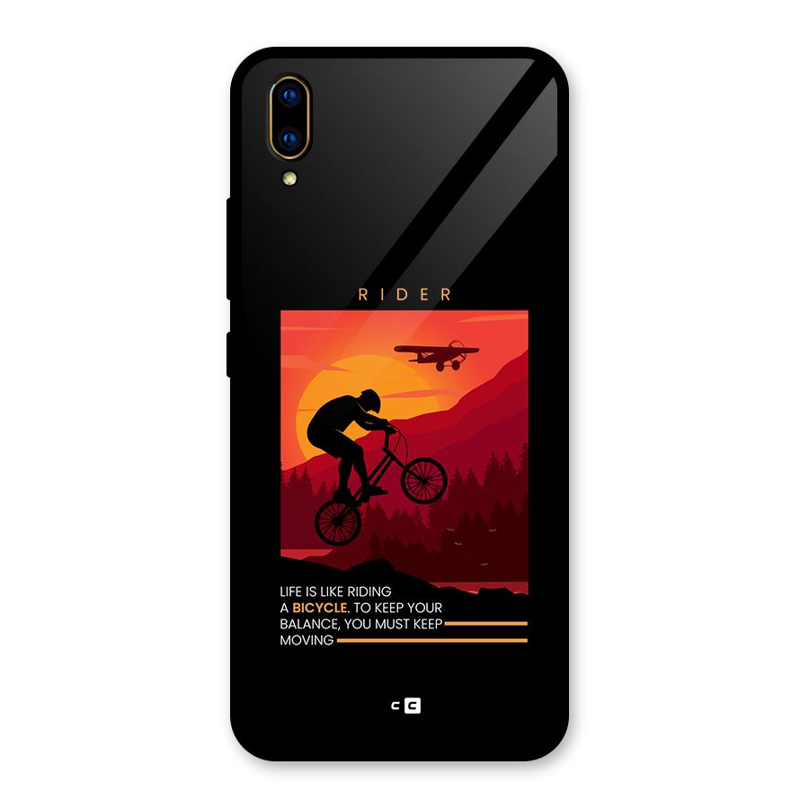 Keep Moving Rider Glass Back Case for Vivo V11 Pro