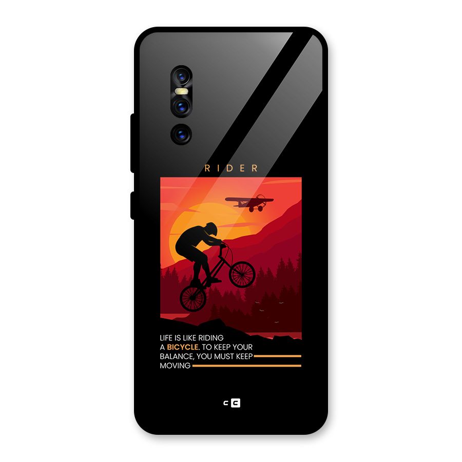 Keep Moving Rider Glass Back Case for Vivo V15 Pro