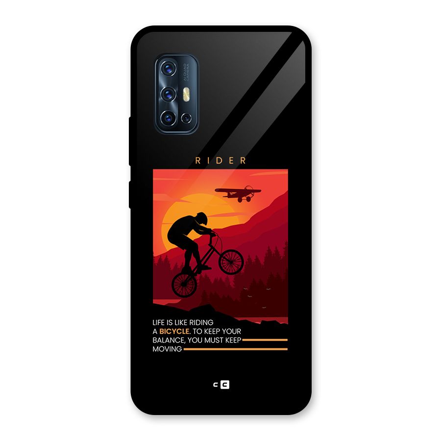 Keep Moving Rider Glass Back Case for Vivo V17