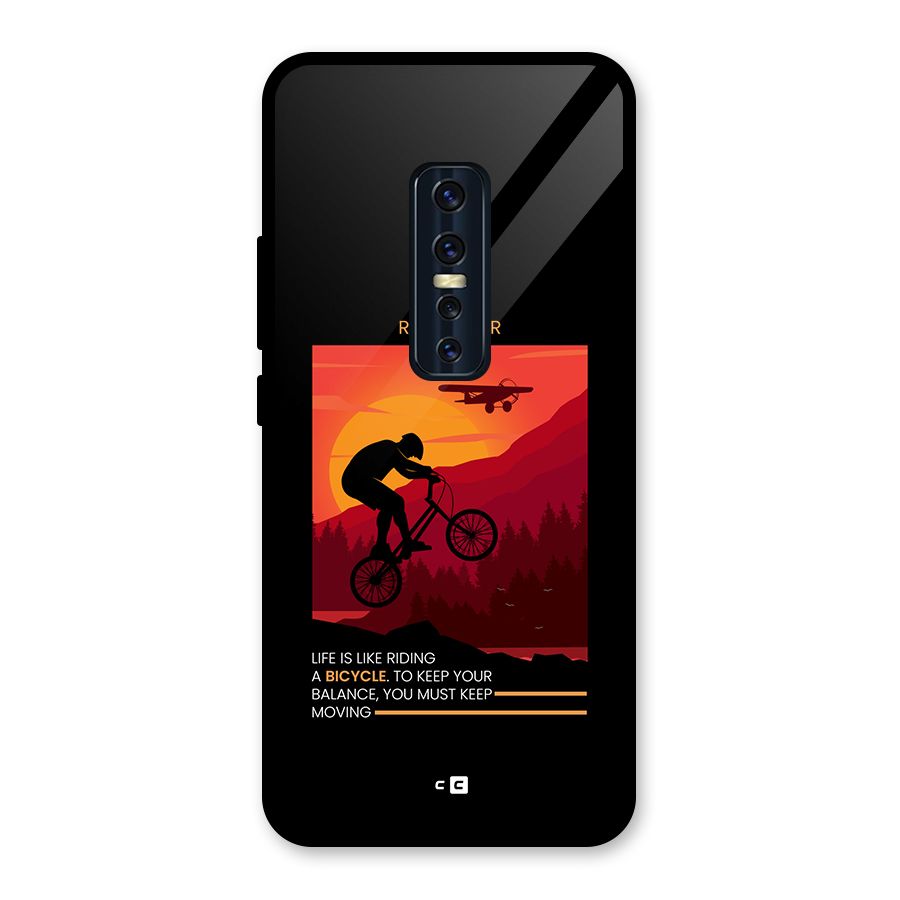 Keep Moving Rider Glass Back Case for Vivo V17 Pro