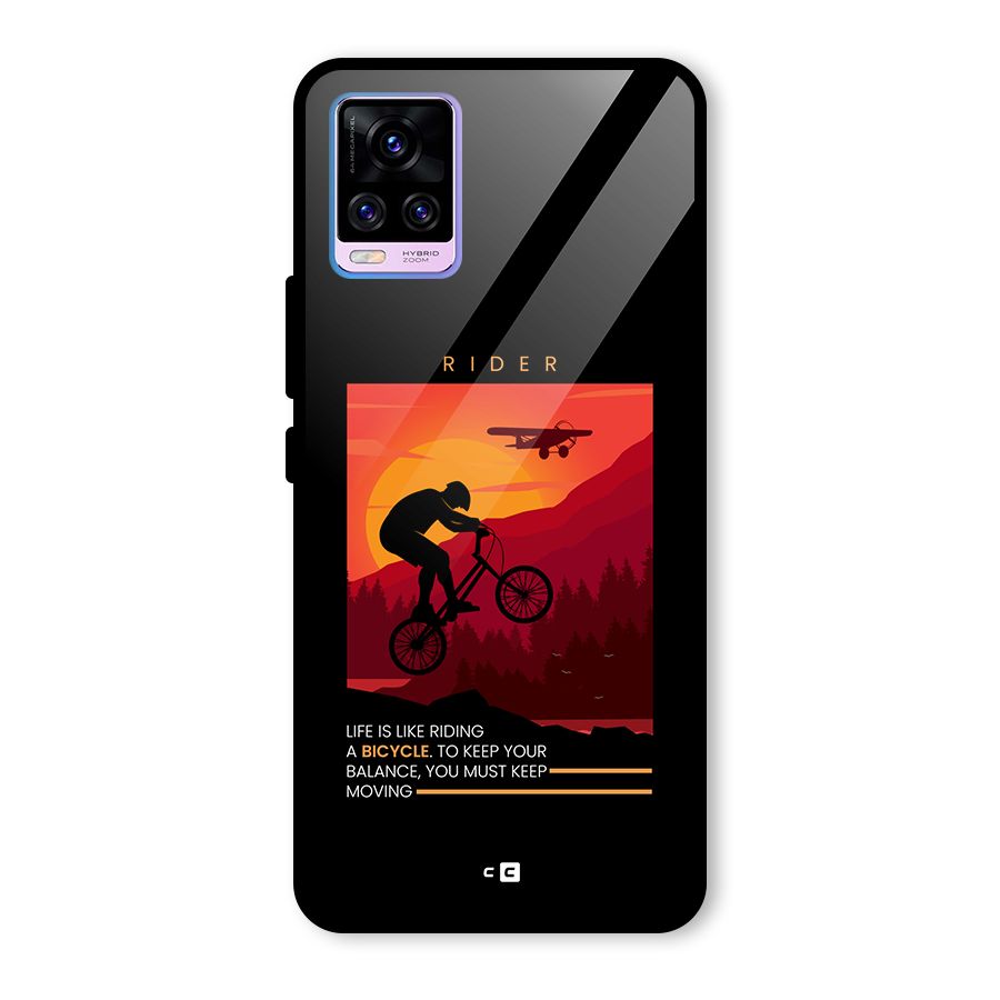 Keep Moving Rider Glass Back Case for Vivo V20 Pro