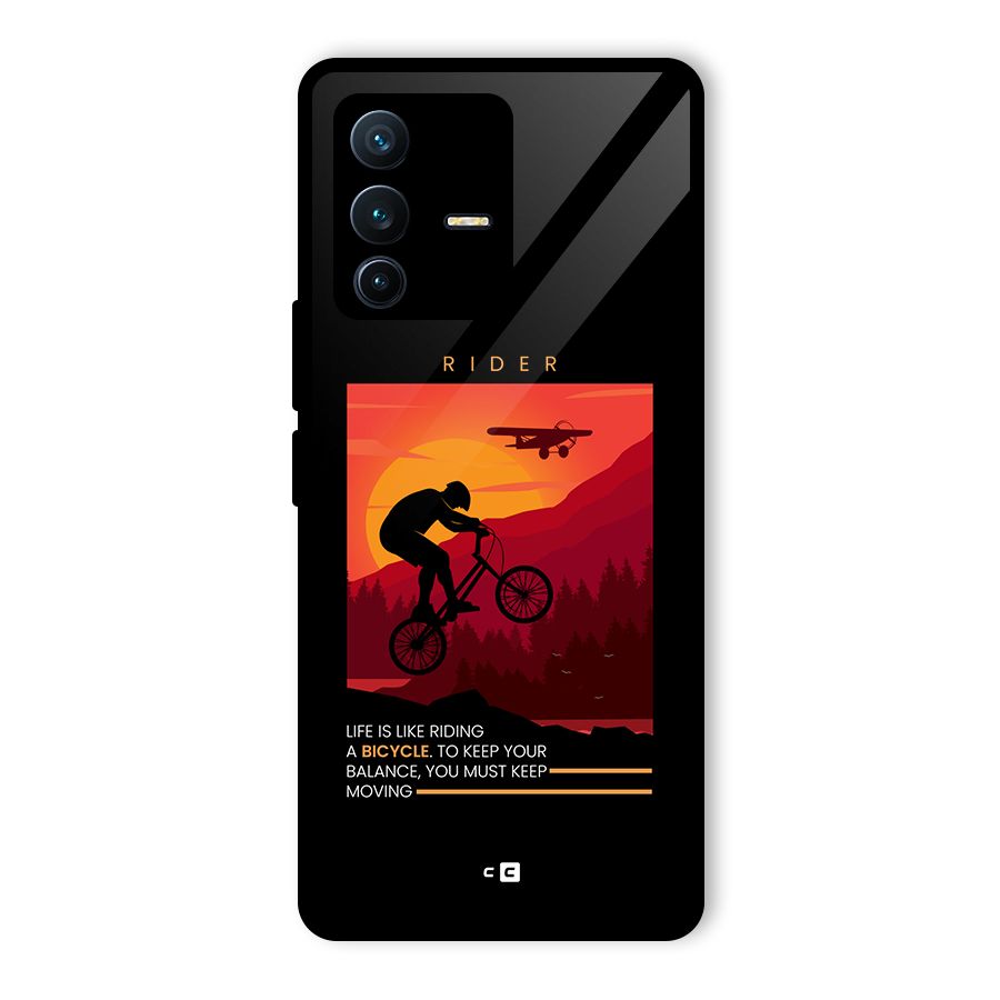 Keep Moving Rider Glass Back Case for Vivo V23 Pro