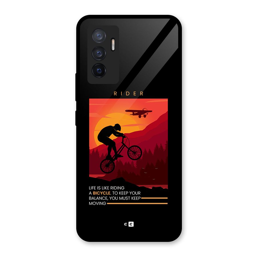 Keep Moving Rider Glass Back Case for Vivo V23e
