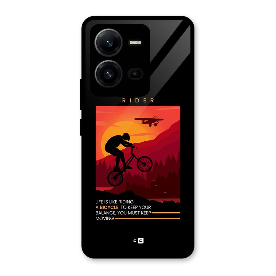 Keep Moving Rider Glass Back Case for Vivo V25