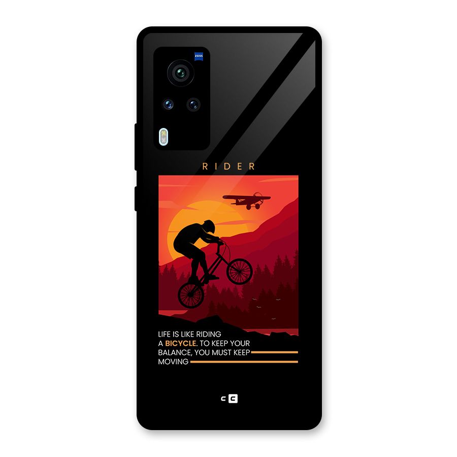 Keep Moving Rider Glass Back Case for Vivo X60 Pro