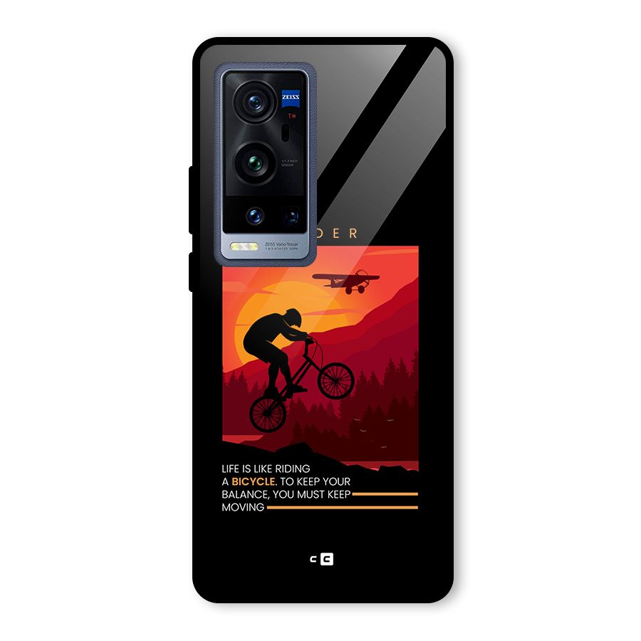 Keep Moving Rider Glass Back Case for Vivo X60 Pro Plus