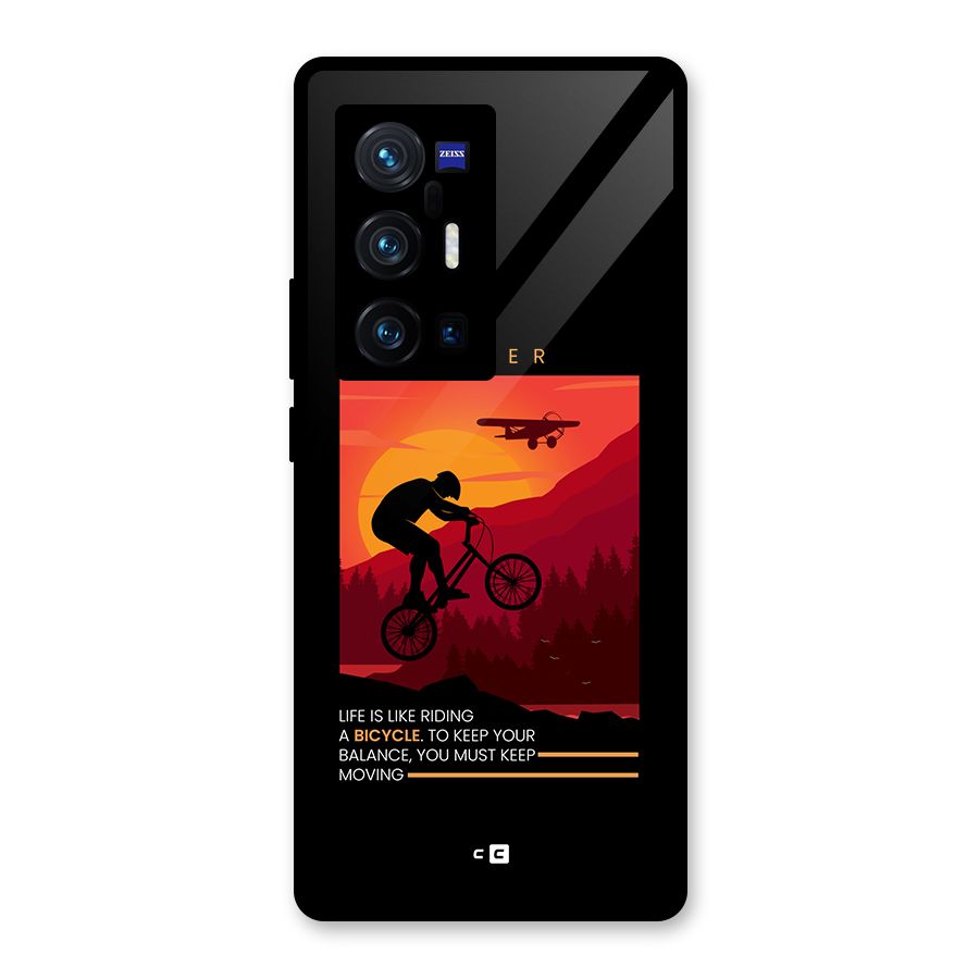 Keep Moving Rider Glass Back Case for Vivo X70 Pro Plus