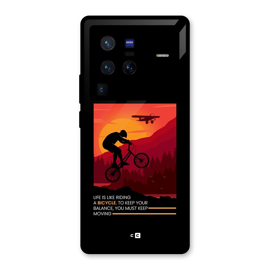 Keep Moving Rider Glass Back Case for Vivo X80 Pro