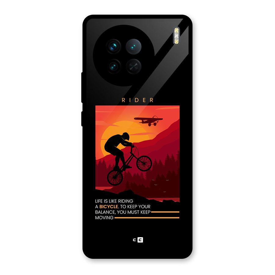 Keep Moving Rider Glass Back Case for Vivo X90