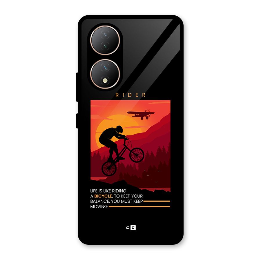 Keep Moving Rider Glass Back Case for Vivo Y100