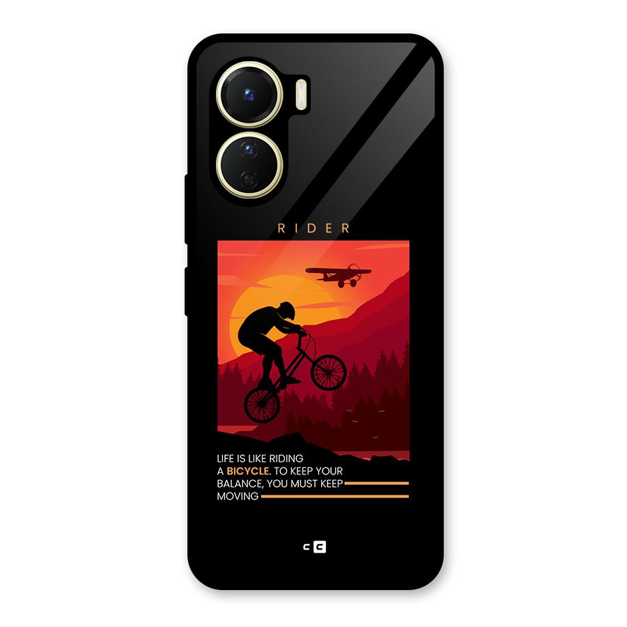 Keep Moving Rider Glass Back Case for Vivo Y16