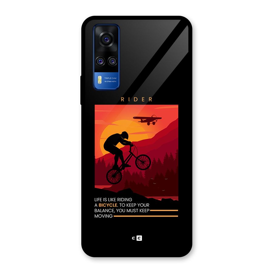 Keep Moving Rider Glass Back Case for Vivo Y31