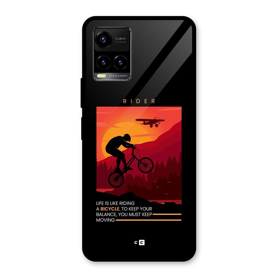 Keep Moving Rider Glass Back Case for Vivo Y33s