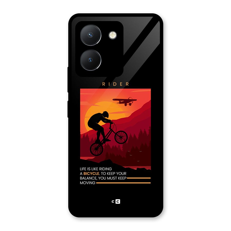 Keep Moving Rider Glass Back Case for Vivo Y36
