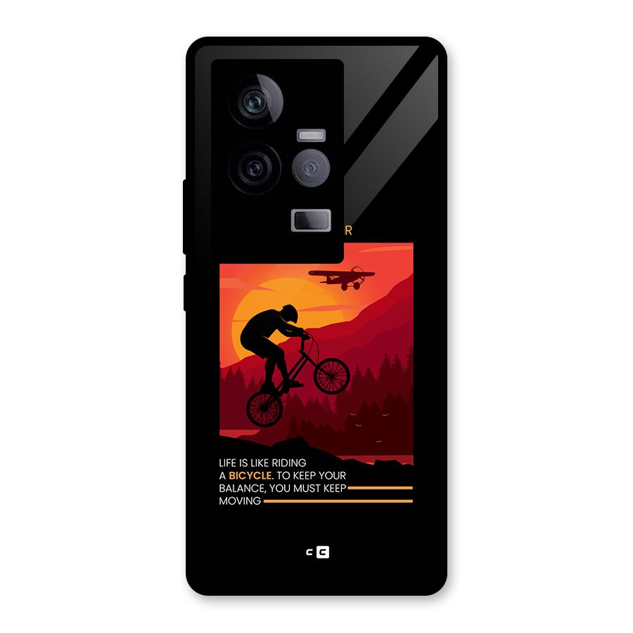 Keep Moving Rider Glass Back Case for Vivo iQOO 11 5G