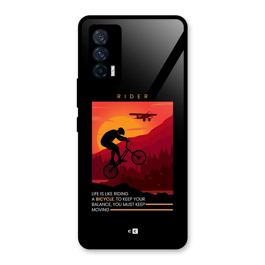 Keep Moving Rider Glass Back Case for Vivo iQOO 7 5G