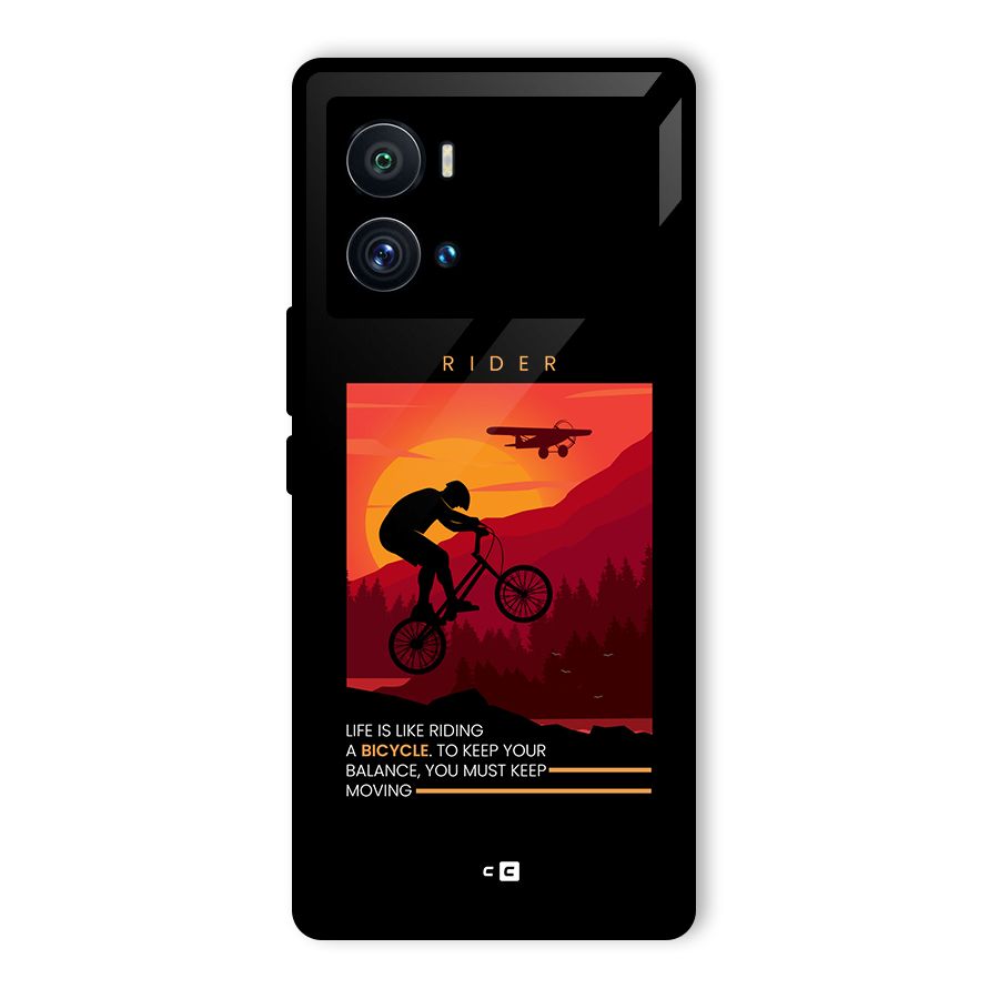 Keep Moving Rider Glass Back Case for Vivo iQOO 9 Pro