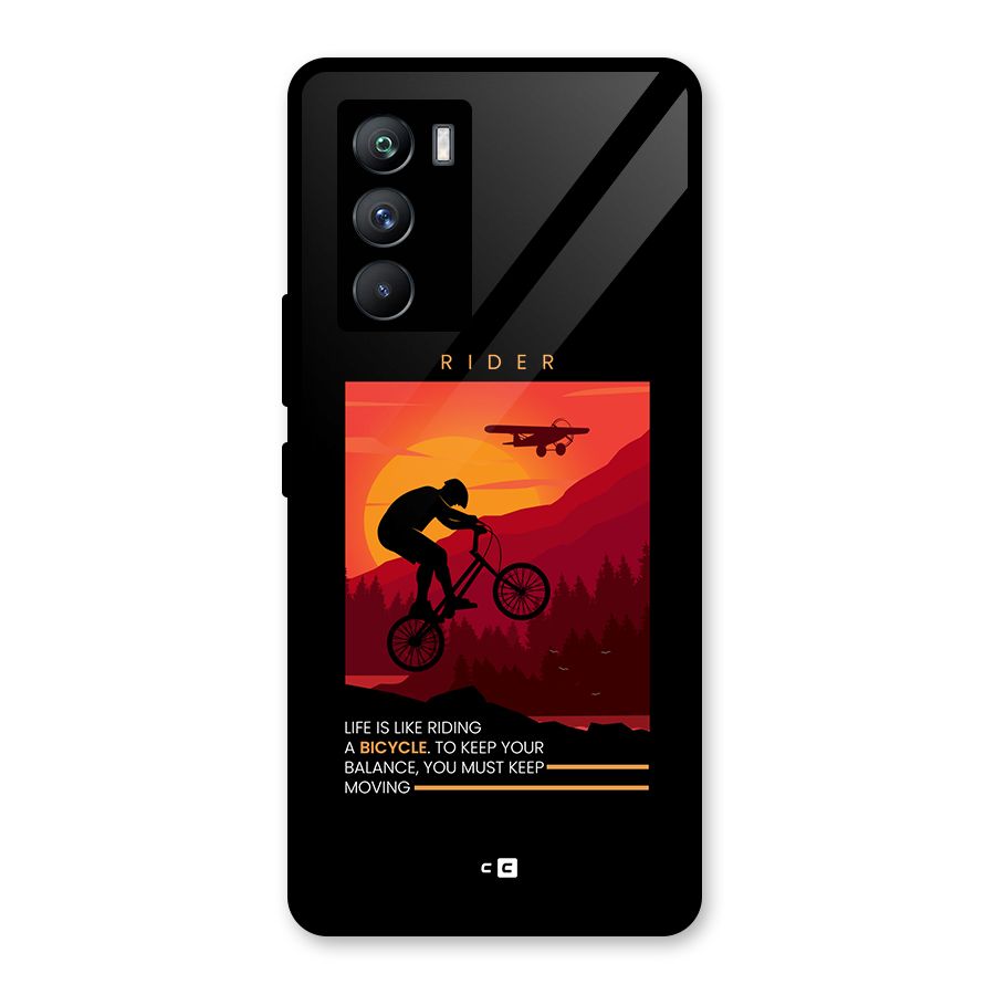 Keep Moving Rider Glass Back Case for Vivo iQOO 9 SE