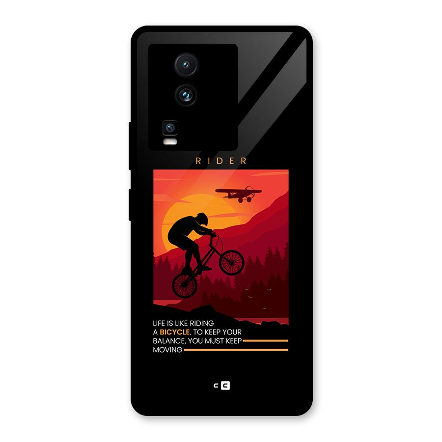 Keep Moving Rider Glass Back Case for Vivo iQOO Neo 7