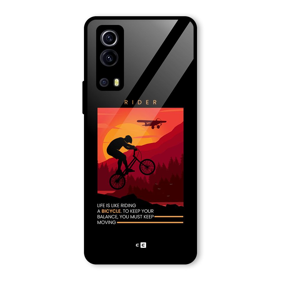Keep Moving Rider Glass Back Case for Vivo iQOO Z3