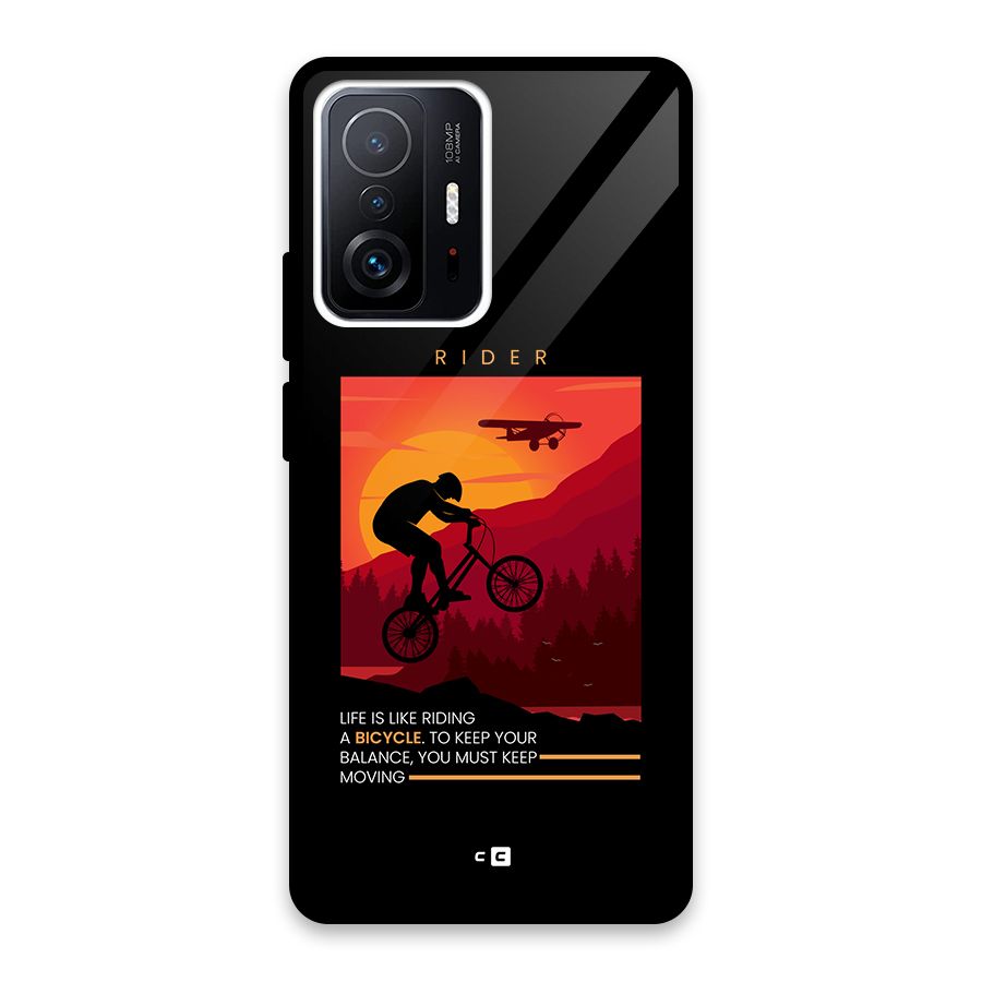 Keep Moving Rider Glass Back Case for Xiaomi 11T Pro