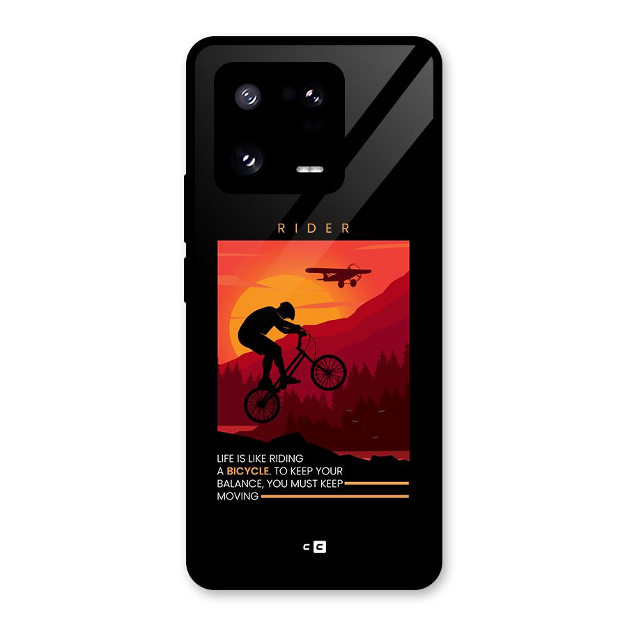 Keep Moving Rider Glass Back Case for Xiaomi 13 Pro