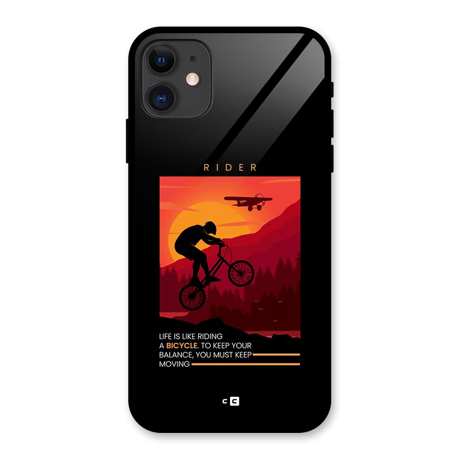 Keep Moving Rider Glass Back Case for iPhone 11