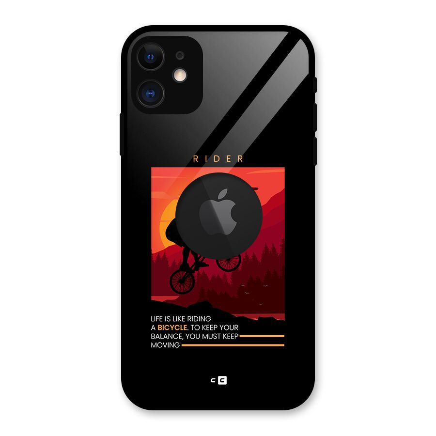 Keep Moving Rider Glass Back Case for iPhone 11 Logo Cut