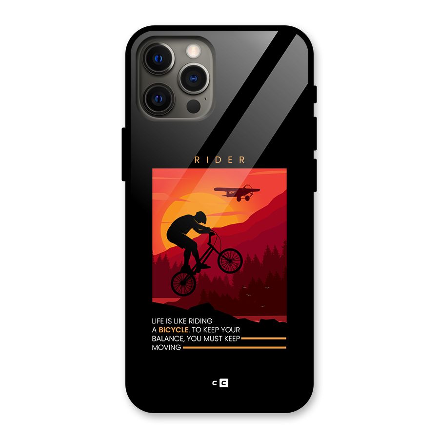 Keep Moving Rider Glass Back Case for iPhone 12 Pro Max