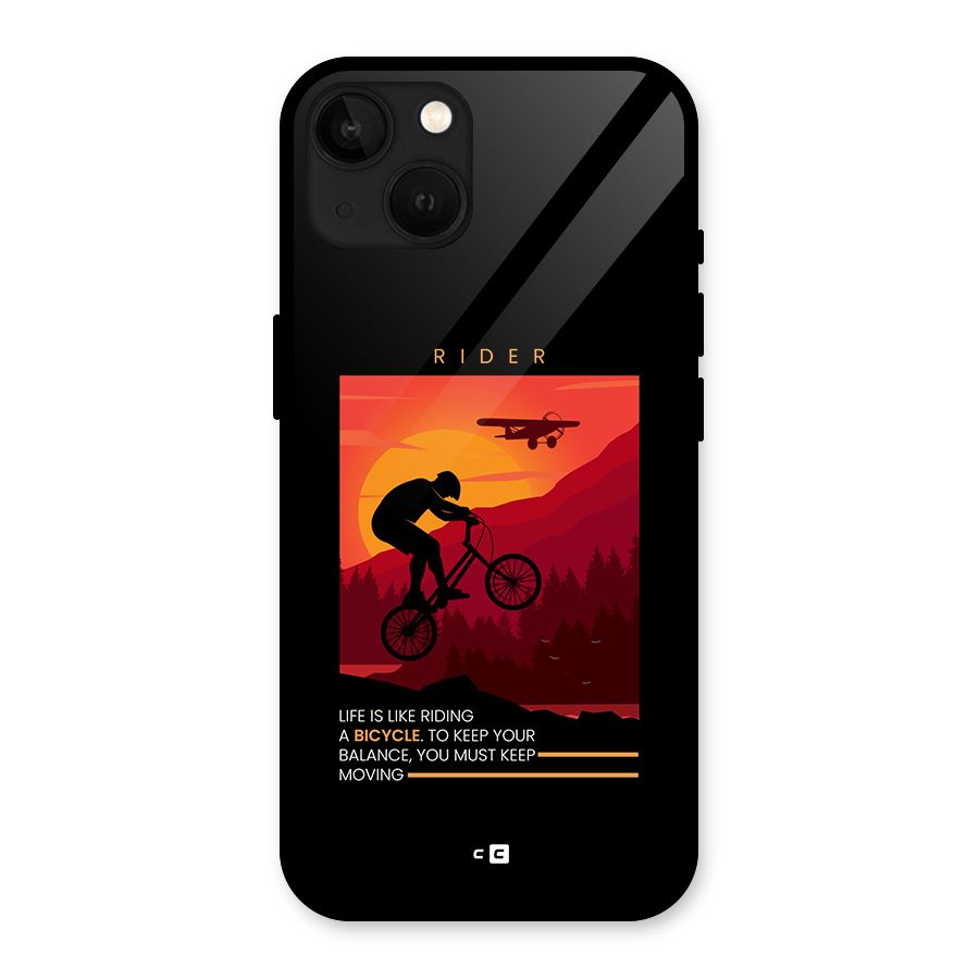Keep Moving Rider Glass Back Case for iPhone 13