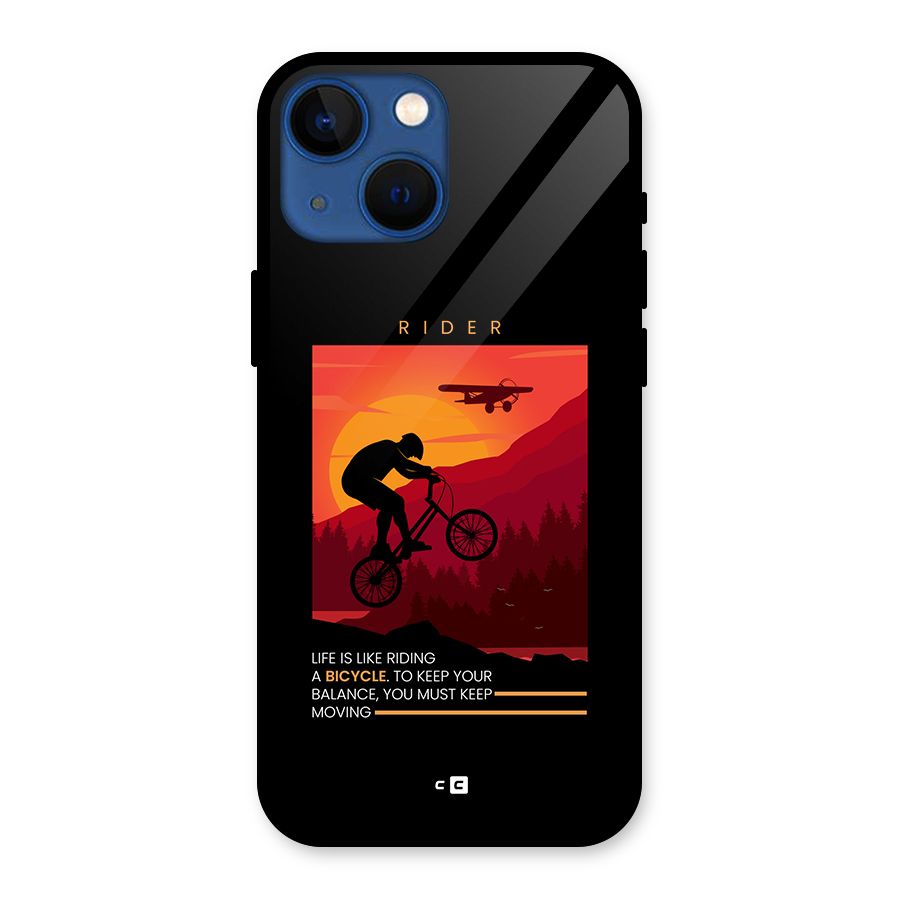Keep Moving Rider Glass Back Case for iPhone 13 Mini