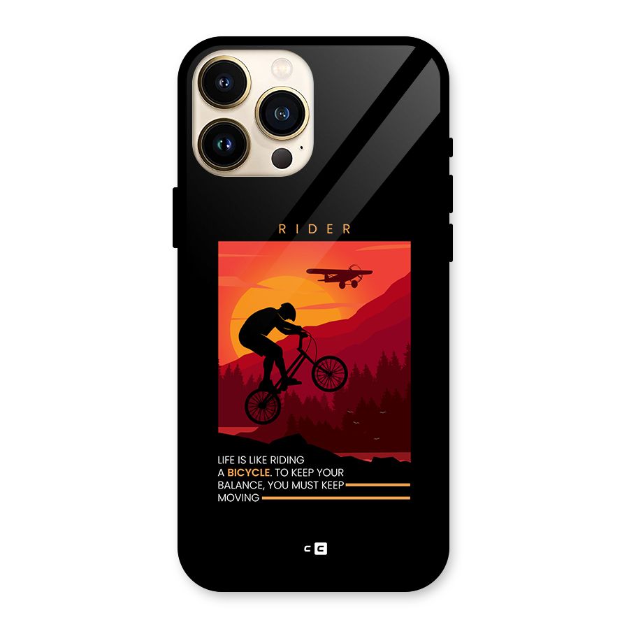 Keep Moving Rider Glass Back Case for iPhone 13 Pro Max
