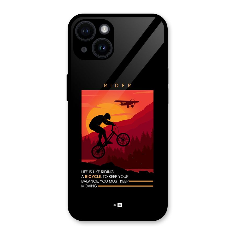 Keep Moving Rider Glass Back Case for iPhone 14