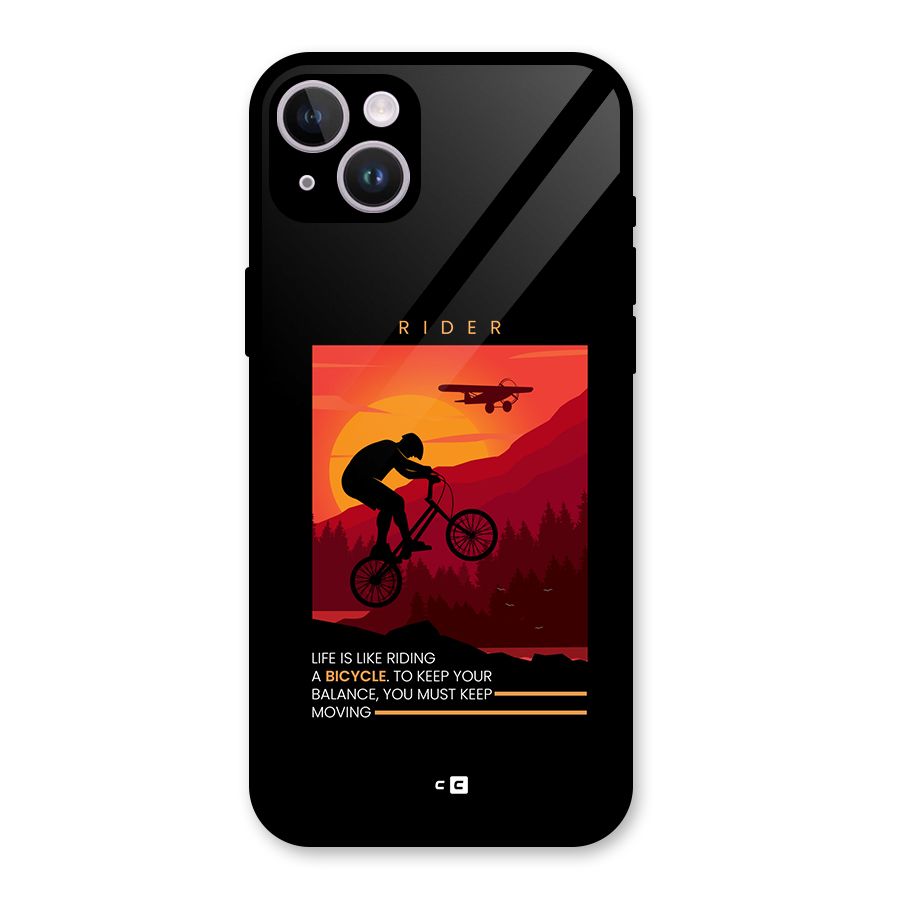 Keep Moving Rider Glass Back Case for iPhone 14 Plus