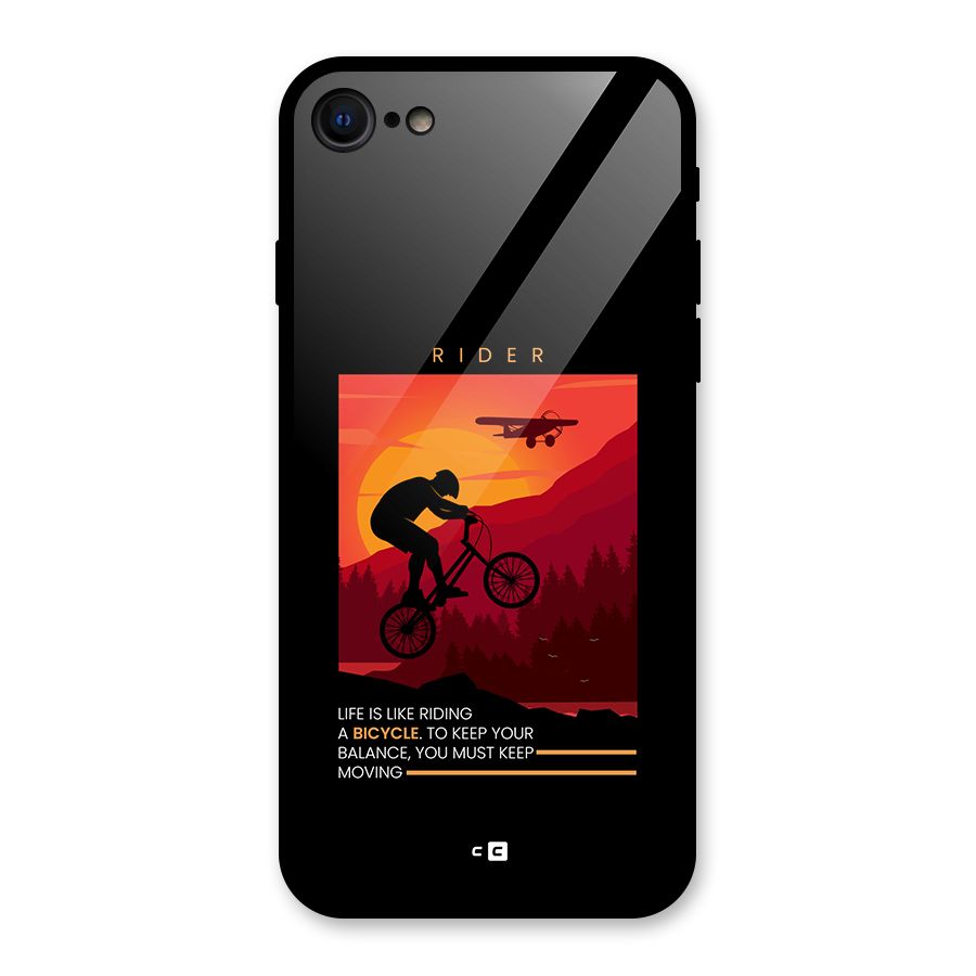 Keep Moving Rider Glass Back Case for iPhone 8