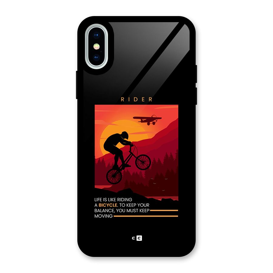 Keep Moving Rider Glass Back Case for iPhone X
