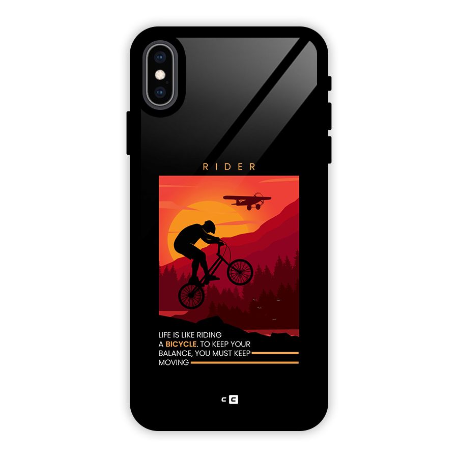 Keep Moving Rider Glass Back Case for iPhone XS Max