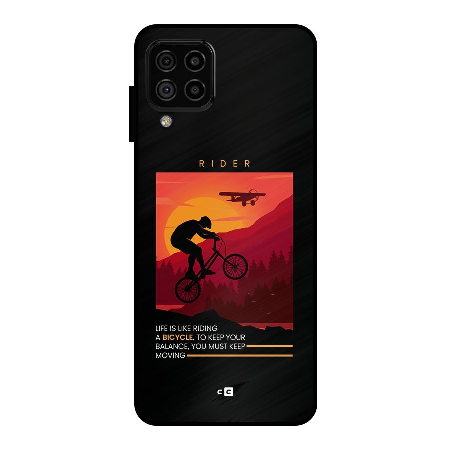 Keep Moving Rider Metal Back Case for Galaxy A22 4G