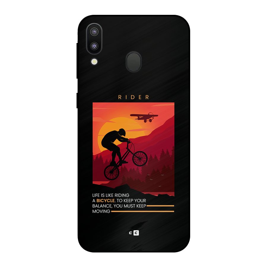 Keep Moving Rider Metal Back Case for Galaxy M20