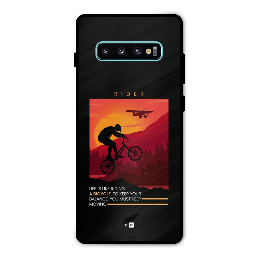 Keep Moving Rider Metal Back Case for Galaxy S10 Plus
