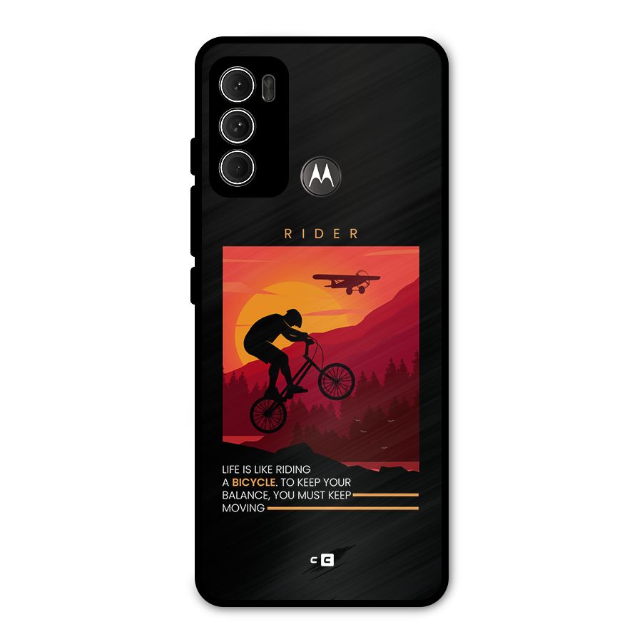 Keep Moving Rider Metal Back Case for Moto G60
