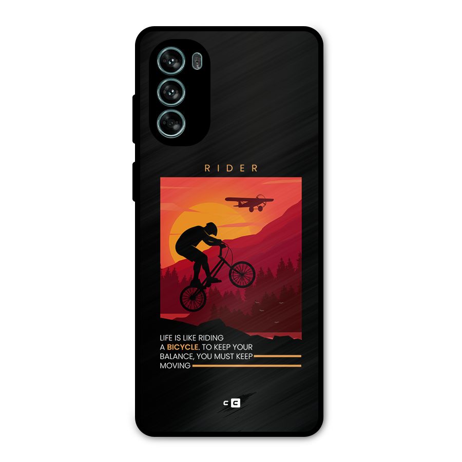 Keep Moving Rider Metal Back Case for Moto G62