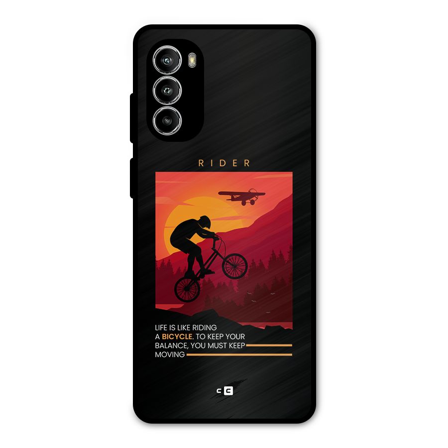 Keep Moving Rider Metal Back Case for Moto G82