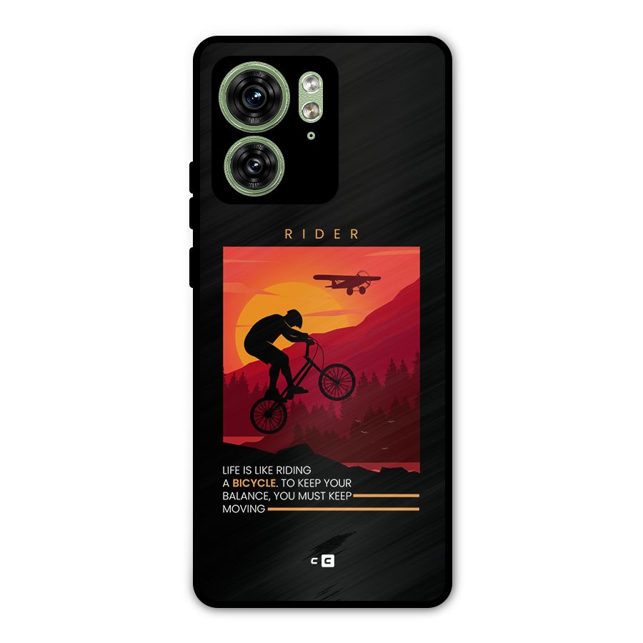 Keep Moving Rider Metal Back Case for Motorola Edge 40 5G
