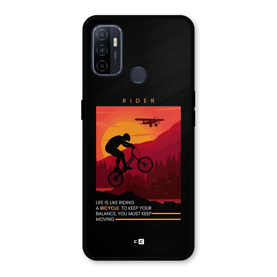 Keep Moving Rider Metal Back Case for Oppo A53