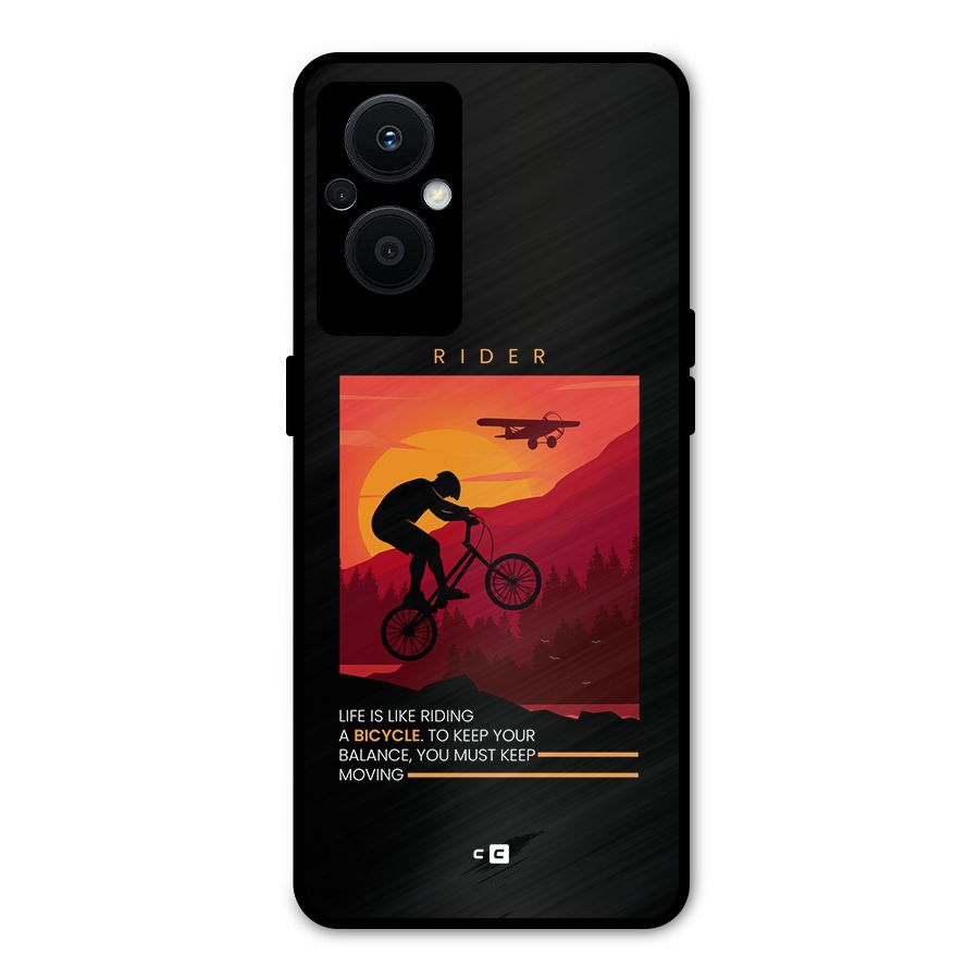 Keep Moving Rider Metal Back Case for Oppo F21 Pro 5G