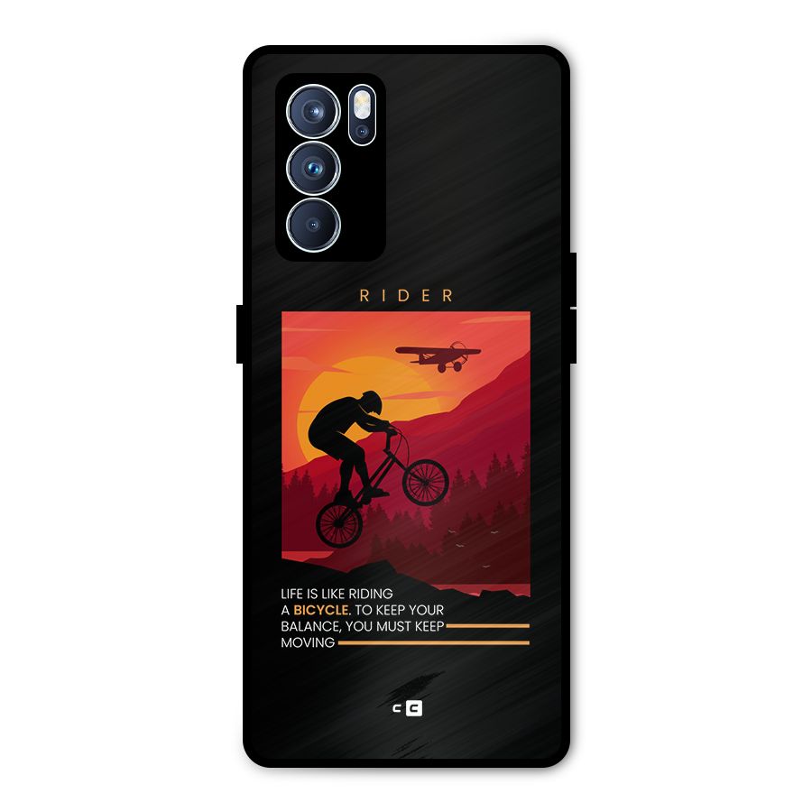 Keep Moving Rider Metal Back Case for Oppo Reno6 Pro 5G